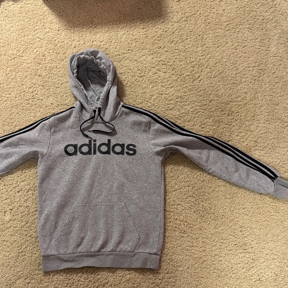 Adidas Men's Gray Hoodie size S, with Black Accents